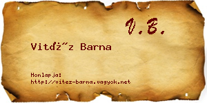 Vitéz Barna névjegykártya